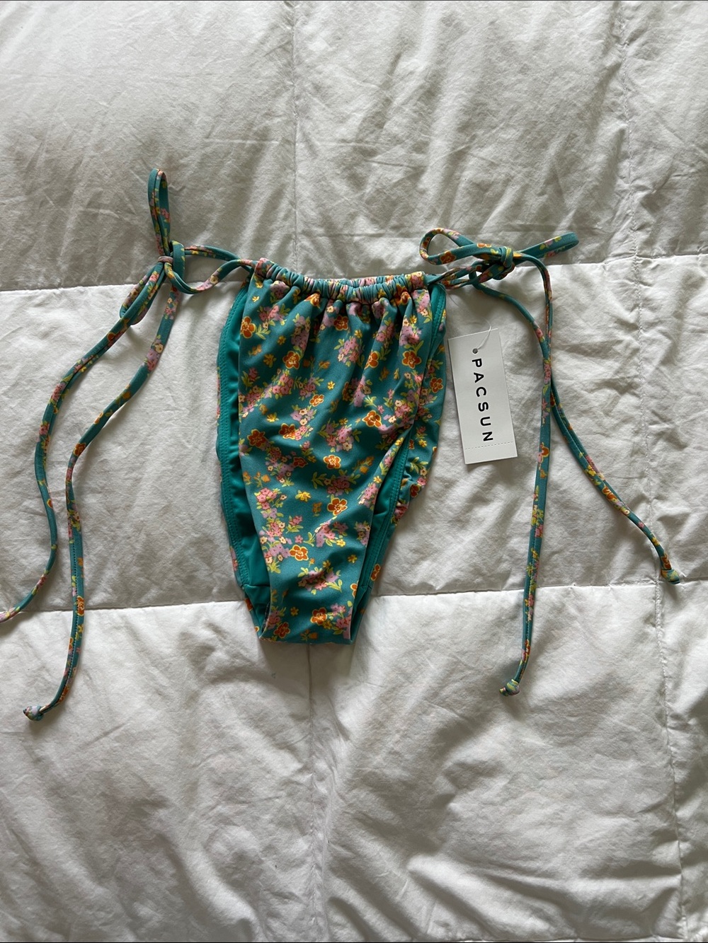 PacSun Teal Floral Tie-Side Bikini Bottoms